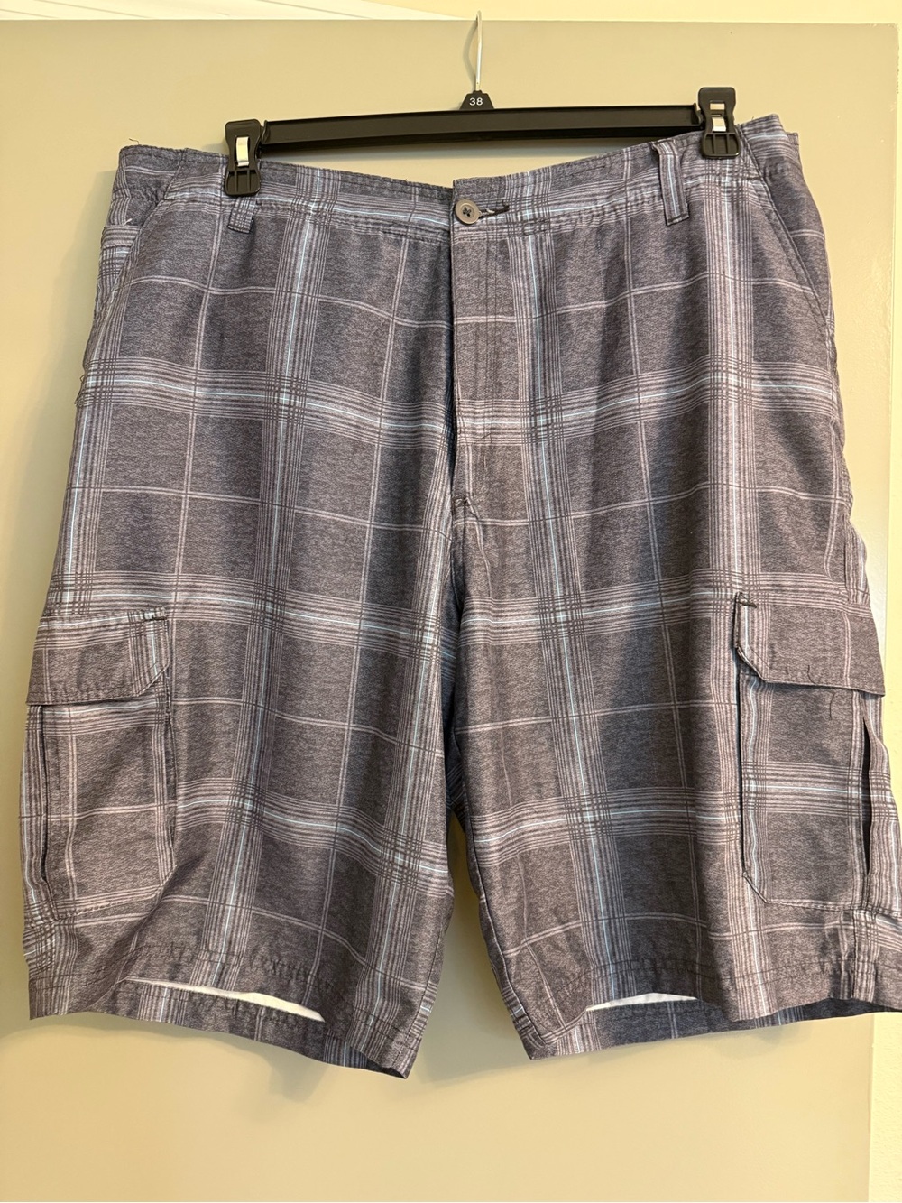 burnside Gray Plaid Cargo Shorts